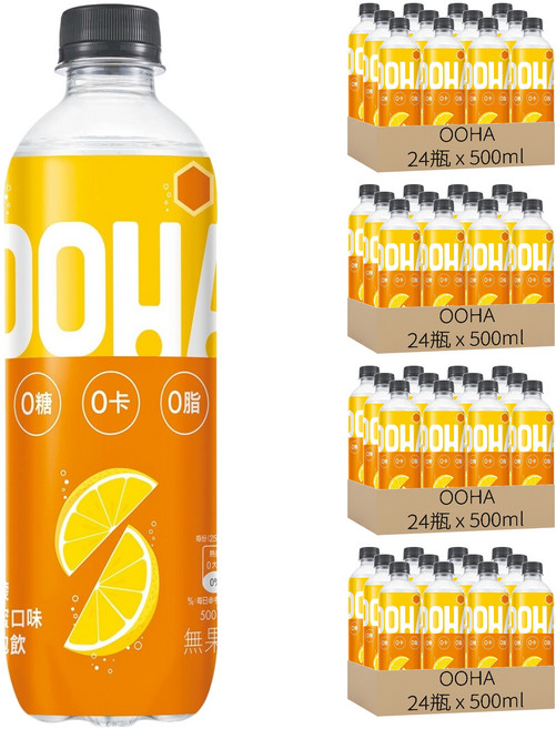OOHA 氣泡飲 檸檬蜂蜜口味, 96瓶, 500ml