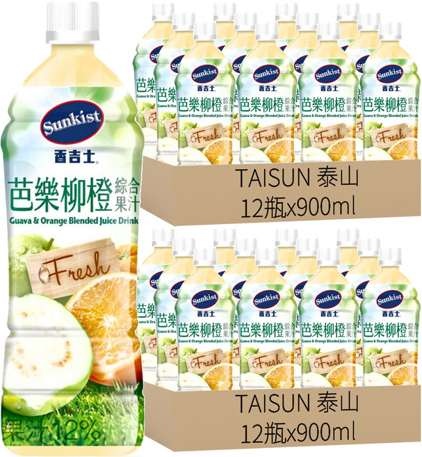 TAISUN 泰山 芭樂柳橙綜合果汁飲料 PET900, 900ml, 24瓶