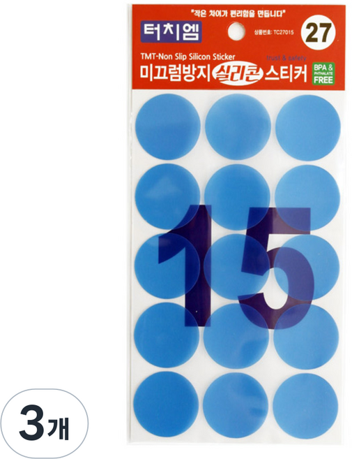 터치엠 미끄럼방지 실리콘 스티커 15p, 3개, 투명