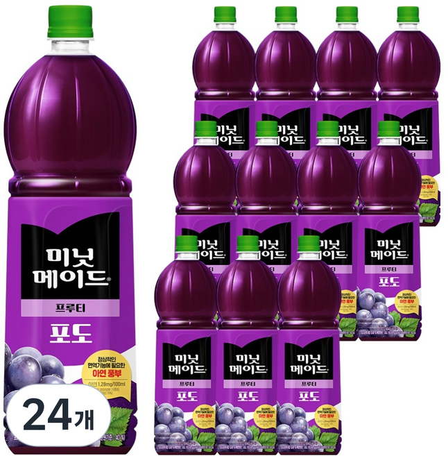 미닛메이드 프루티 포도 주스, 1.5L, 24개