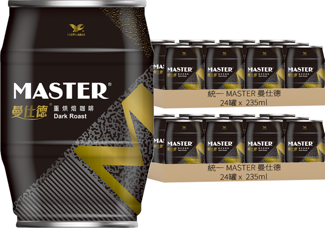 統一 MASTER 曼仕德 重烘培咖啡, 235ml, 48罐