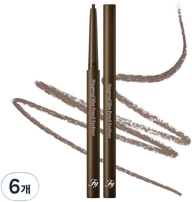 Flynn 防水纖細鉛筆眼線筆 0.13g, 6個, 02 灰棕色