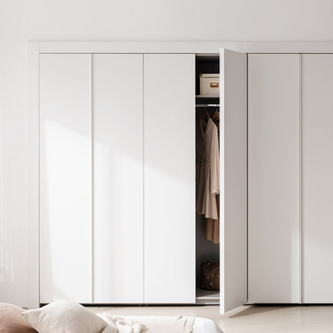 삼익가구 밀리 무광 솔리드 여닫이 붙박이장 10자 서랍형 방문설치, 화이트