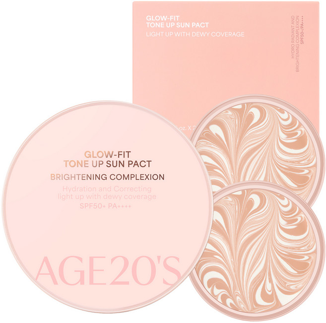 에이지투웨니스 글로우핏 톤업 선팩트 케이스 + 리필 2p SPF50+ PA++++ 세트, 12.5g, 1개