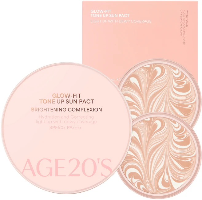 에이지투웨니스 글로우핏 톤업 선팩트 케이스 + 리필 2p SPF50+ PA++++ 세트, 12.5g, 1개 - 쿠팡