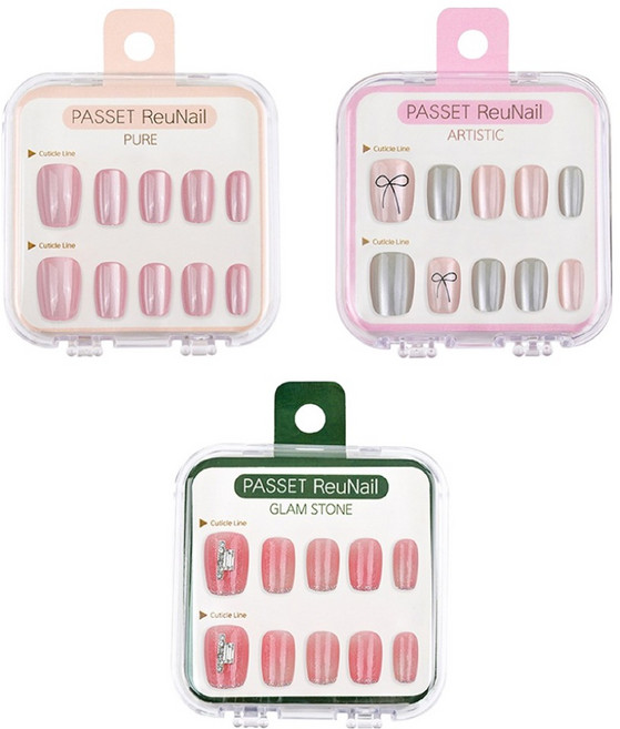 파셋 리유네일 3종 세트 3, 1세트, REN 003 핑크 드림 + RED 003 리본 그레이 + RES 003 핑크 디바