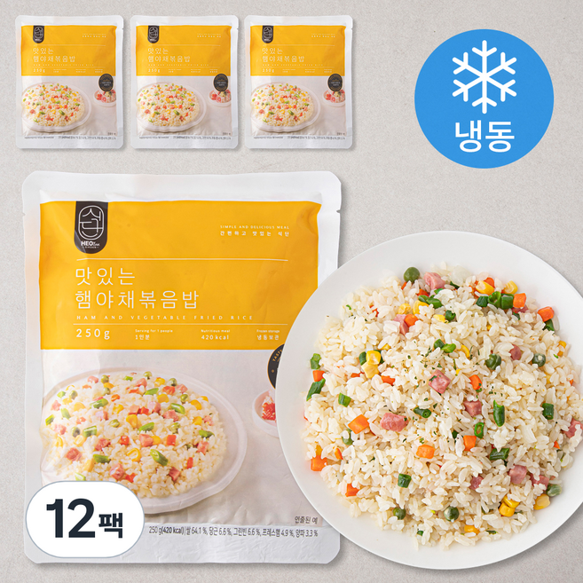 허닭 맛있는 햄야채 볶음밥 1인분 (냉동), 250g, 12팩