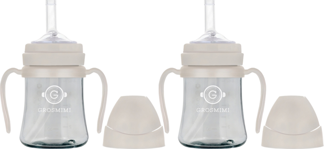 그로미미 PPSU 빨대컵, 200ml, 2개, 크림베이지