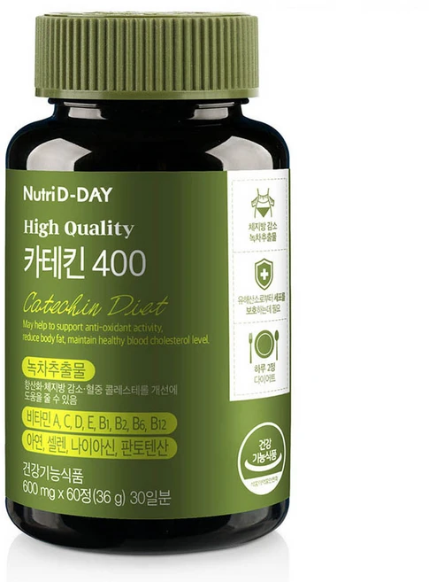 뉴트리디데이 녹차 카테킨 400, 60정, 1개 - 쿠팡
