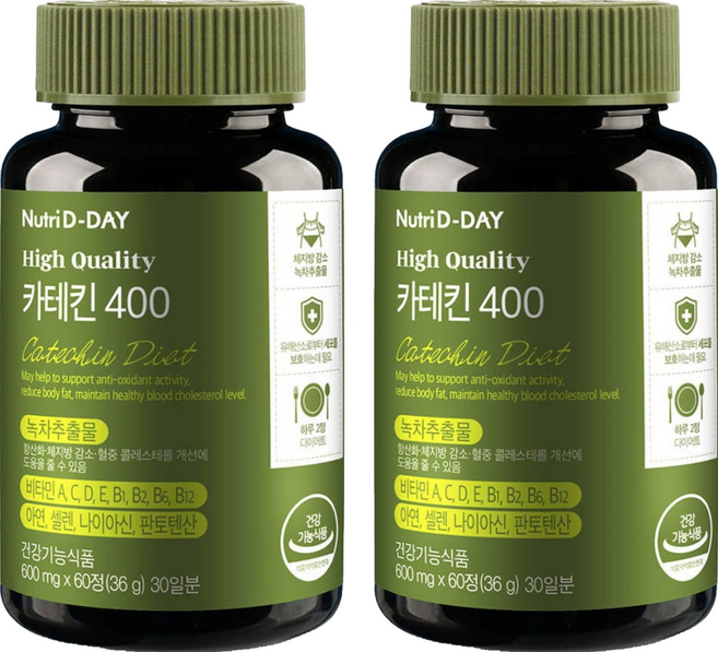 뉴트리디데이 녹차 카테킨 400, 60정, 2개