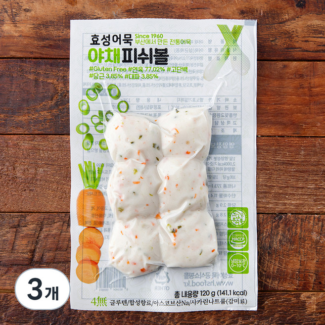 효성어묵 야채 피쉬볼, 120g, 3개