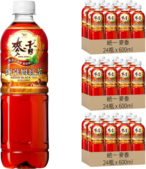 統一 麥香 阿薩姆紅茶, 600ml, 72瓶