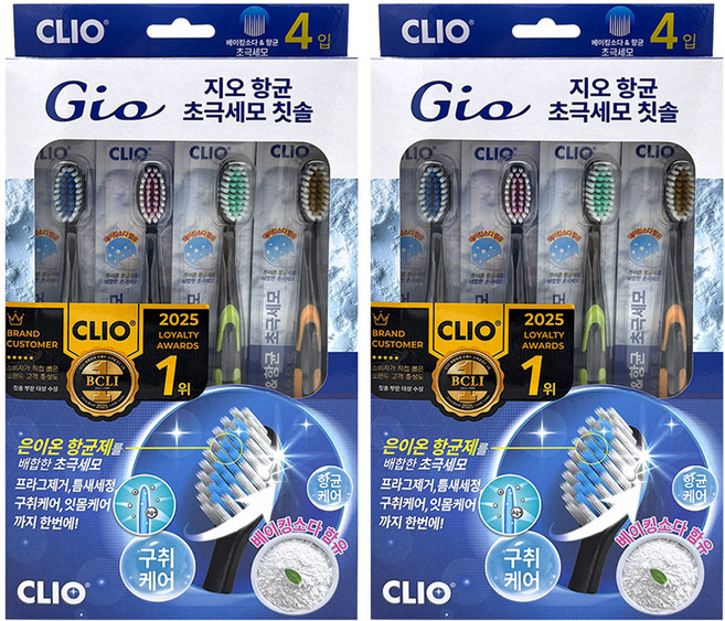 크리오 지오 항균 초극세모 칫솔 세트, 4개입, 2세트