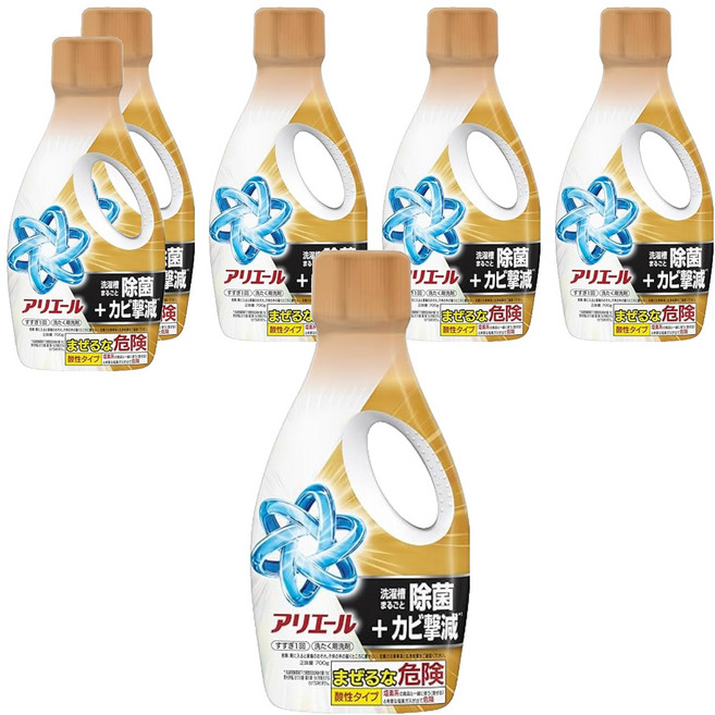 ARIEL 日本原裝進口 超濃縮抗菌抗臭洗衣精 全效抗菌 金色, 700g, 6瓶