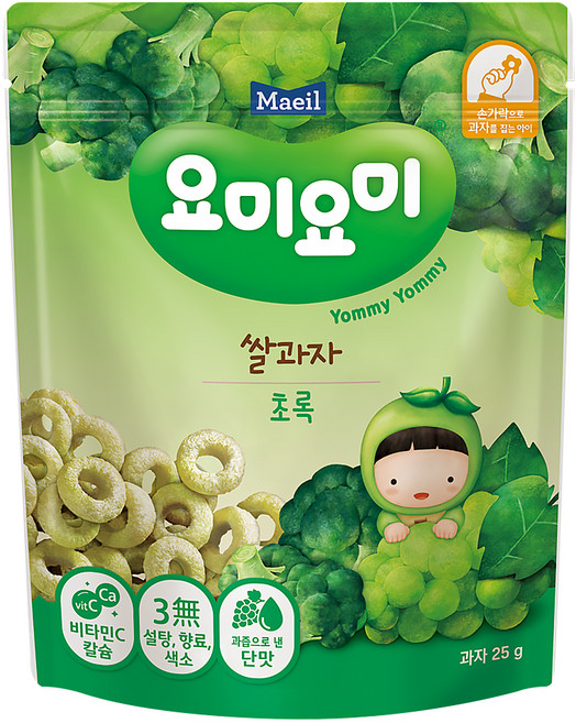 Maeil 每日乳業 Yommy Yommy 造型米餅 米圈圈, 白葡萄青花菜味, 25g, 1包