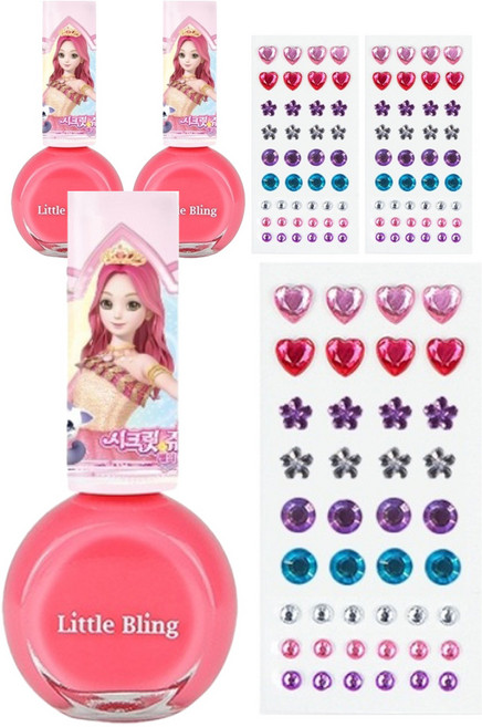 Little Bling Secret Jouju 星女神珠寶美甲套組, 日期粉紅色, 3組