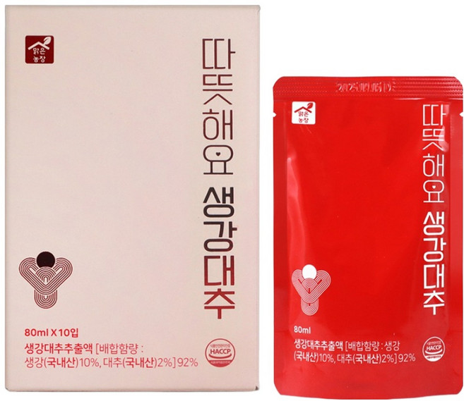 맑은농장 따뜻해요 생강대추차, 80ml, 10개