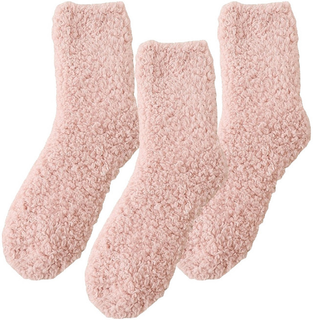 더시럽 여성용 뽀글이 발목 파스텔 수면 양말 3켤례