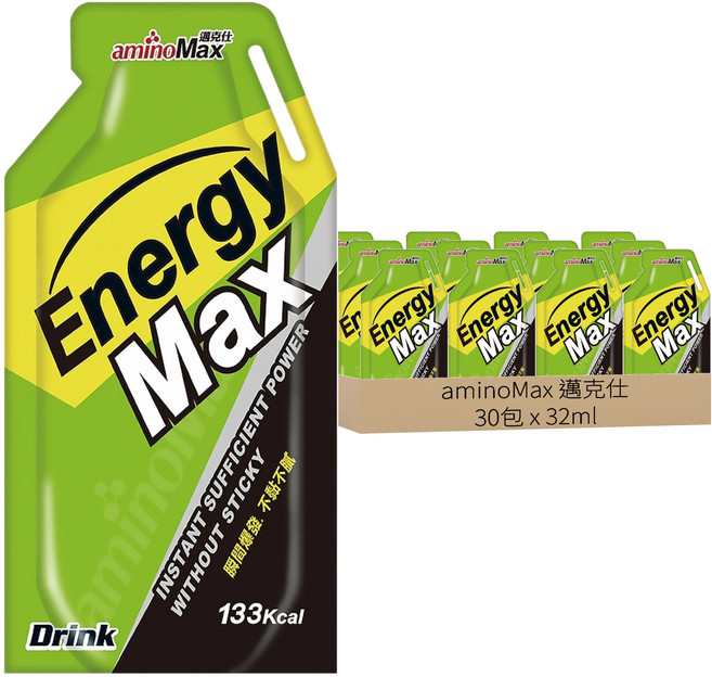 aminoMax 邁克仕 EnergyMax 戰立爆發型能量包 白葡萄風味, 32ml, 30包