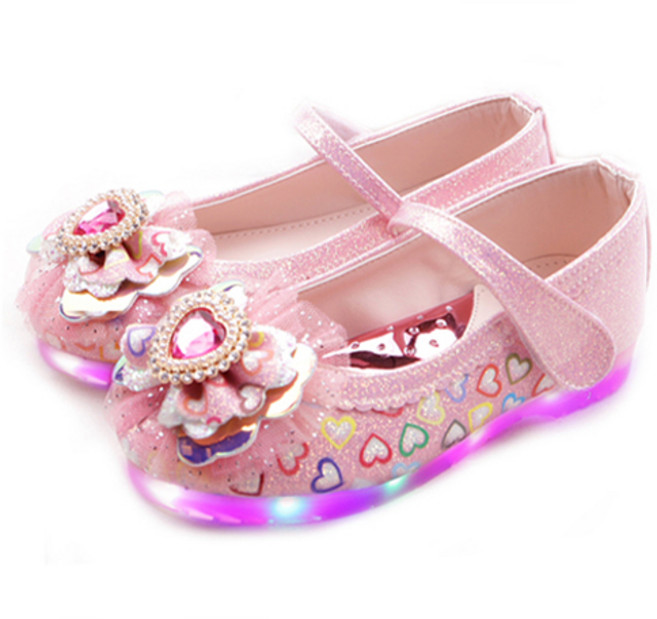 리틀주 여아용 풋풋 하트슈가 LED 불빛 구두