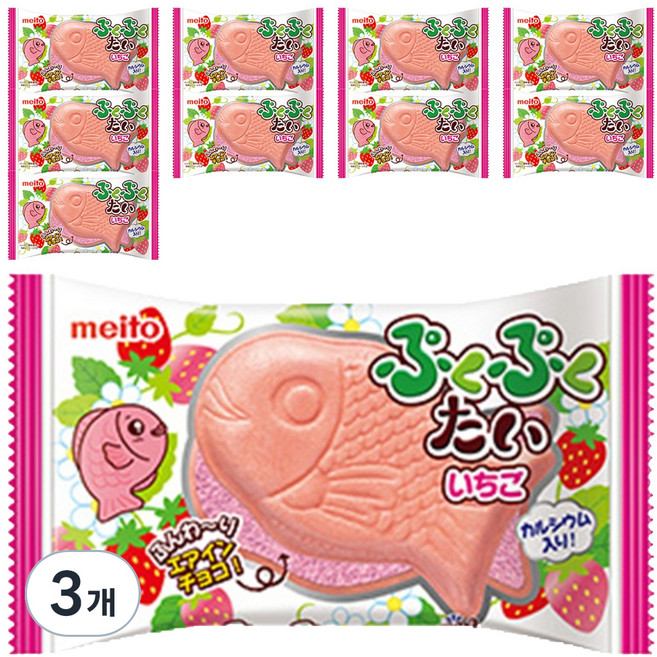 meito 名糖 鯛魚燒巧克力 草莓口味 10入, 3個, 165g