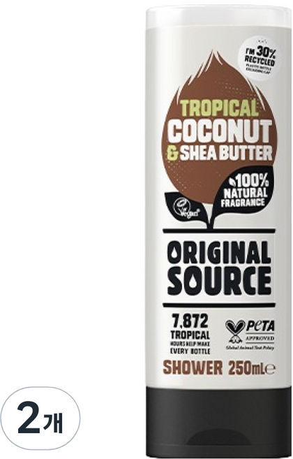 오리지널소스 샤워젤 코코넛 시어버터, 2개, 250ml