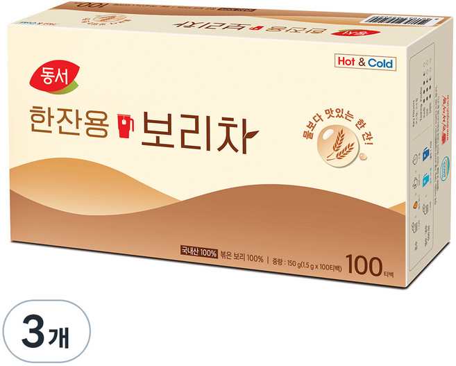 동서 한잔용 보리차, 1.5g, 100개입, 3개
