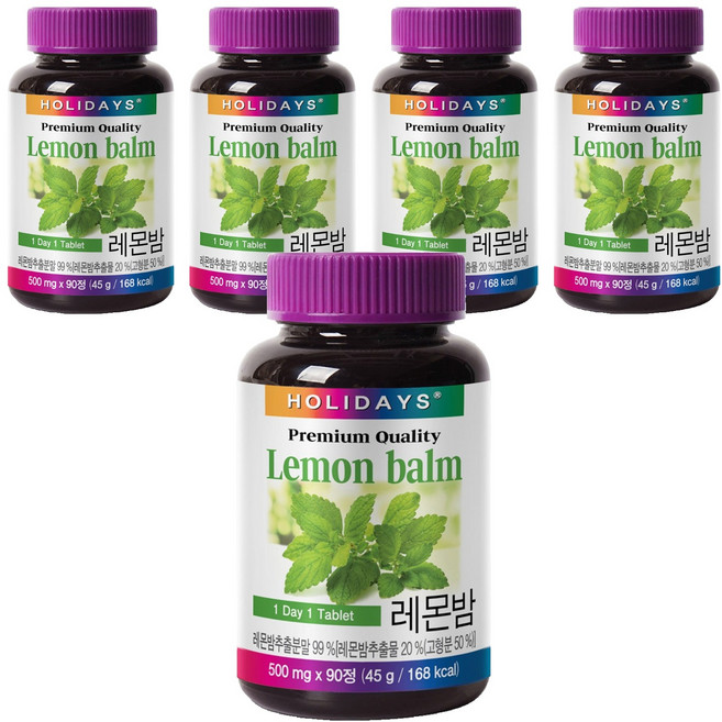 홀리데이즈 프리미엄 레몬밤 타블렛, 90정, 5개