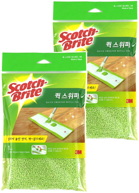 스카치브라이트 극세사 막대걸레용 청소포, 2개