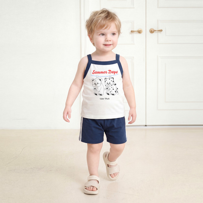 몰리멜리 베어 앤 치타 민소매 상하의 세트