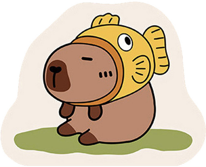 西格傢飾 日本呆萌水豚君軟珪藻土地墊 防滑落, 鯛魚燒水豚, 1個