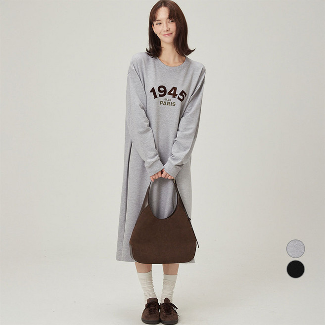 ELLE PARIS 여성용 1945 소프트 테리 베이직 원피스