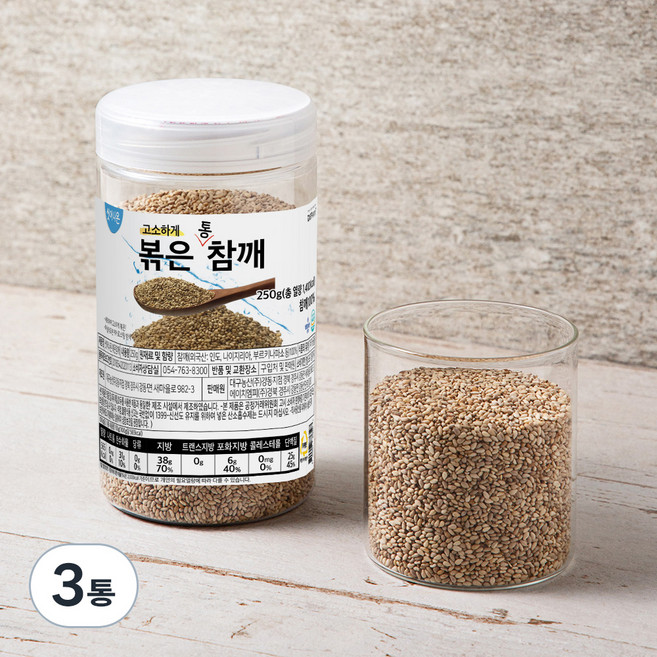 대구농산 씻어나온 볶은참깨, 250g, 3통