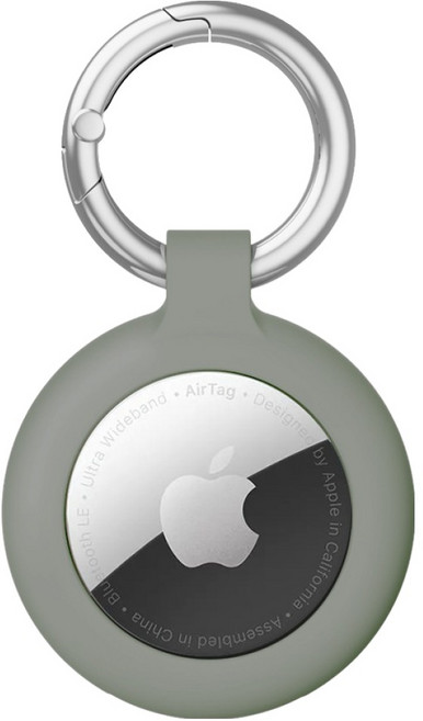 신지모루 에어태그 홀더 360 충격흡수 TPU 소프트 커버 케이스, 올리브 그레이, 1개