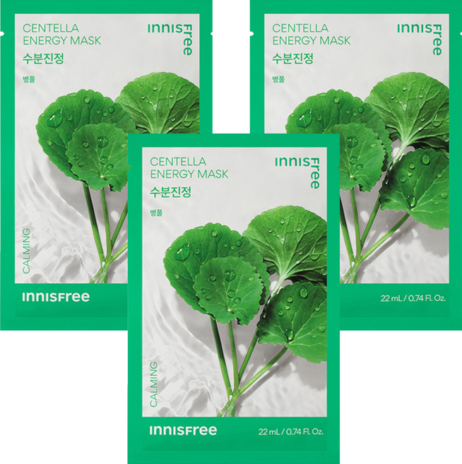 INNISFREE 台灣公司貨 我的真萃能量面膜 積雪草 22ml, 3片, 1入