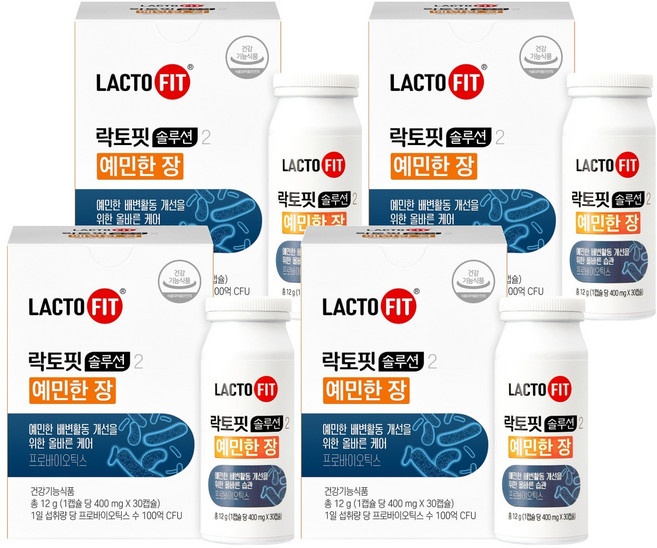 Chong Kun Dang 鍾根堂 LACTO-FIT Solution 2 敏感腸道益生菌, 30錠, 4個
