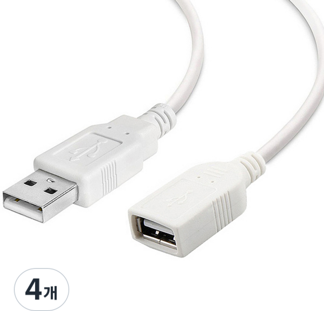 DAMOIL USB 02 USB2.0 延長線 AM/AF 一體成型 AF, 4個, 3m