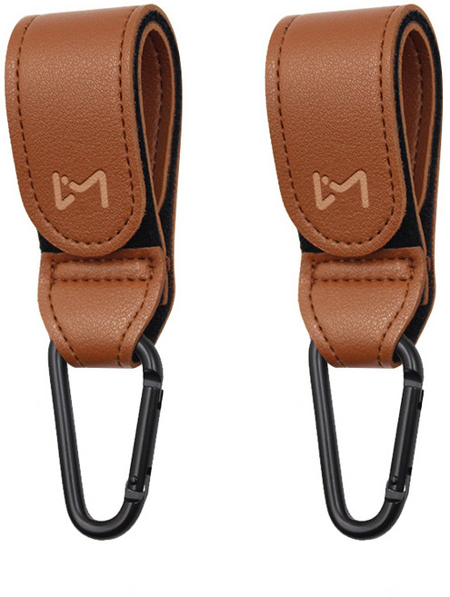 르메이어 레더 카라비너 유모차걸이, 브라운, 2개