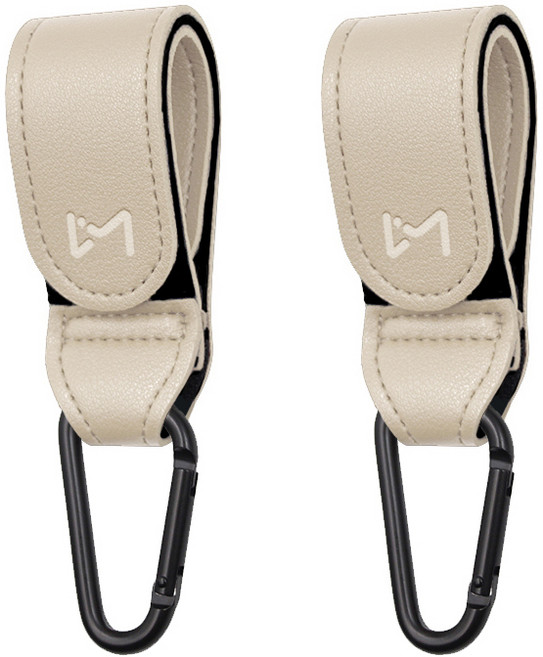 르메이어 레더 카라비너 유모차걸이, 아이보리, 2개