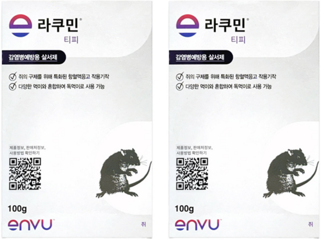 라쿠민 티피 쥐약 100g, 1개입, 2개