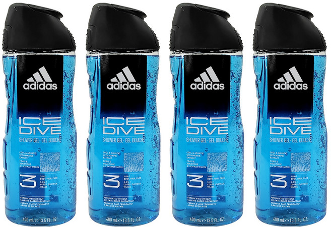 adidas 愛迪達 男性三合一潔顏洗髮沐浴露 超越沁涼, 400ml, 4瓶