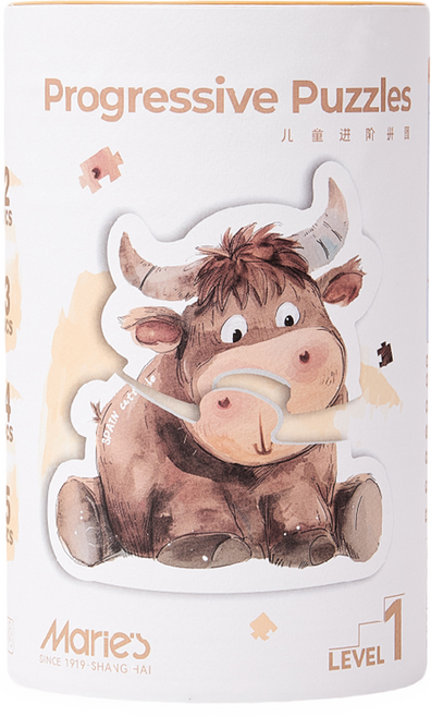 Maries 兒童進階啟蒙拼圖 第1階 Set 28片 形狀型動物系列, 1桶