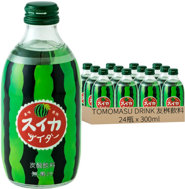 TOMOMASU DRINK 友桝飲料 蘇打 西瓜風味, 300ml, 24瓶