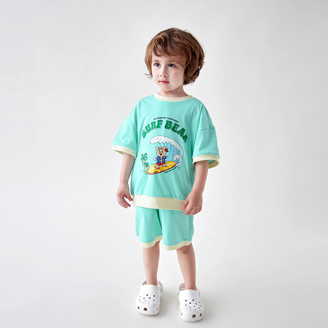 WALTONKIDS 兒童透氣衝浪熊上下裝套裝