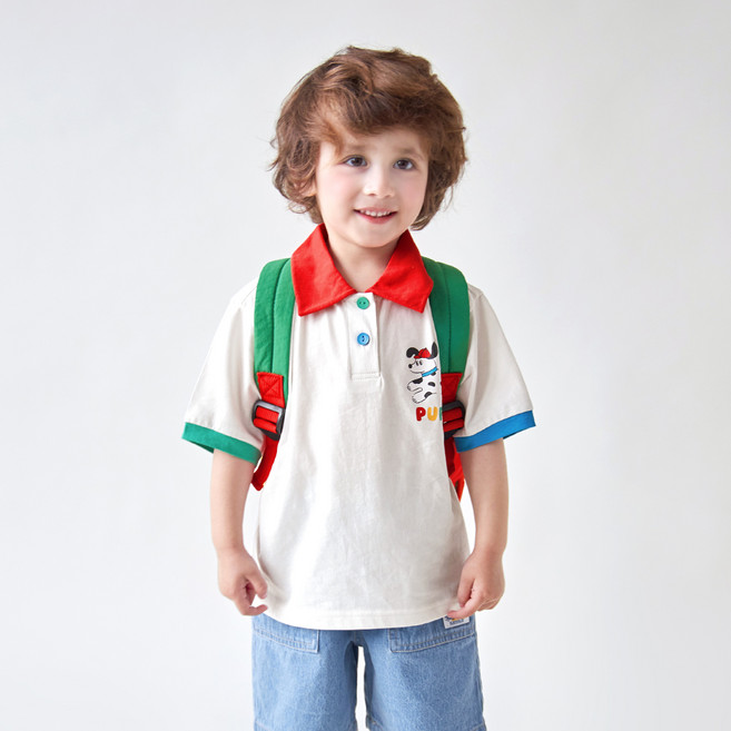 월튼키즈 아동용 통기성 알록달록 카라 퍼피 티셔츠