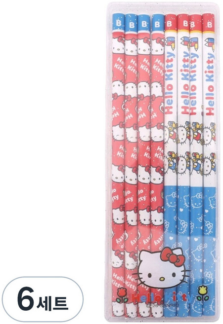 三麗鷗 Hello Kitty 鉛筆 8入 + 筆盒組, 混合色, 6套