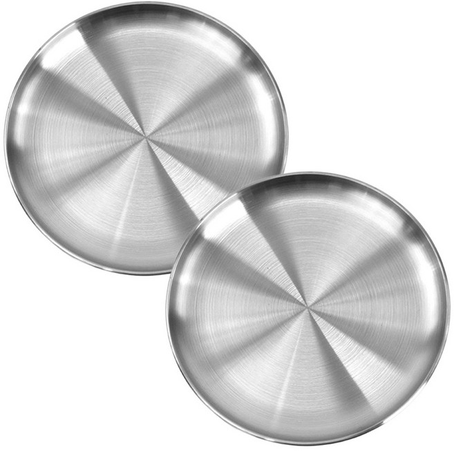 키친유 캠핑스케치 스텐 원형접시, 2개