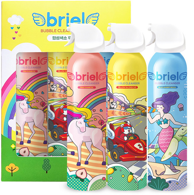 디보트브리엘 버블클렌저 핑크 레인보우 + 블루 언더더씨 + 옐로우 레이싱카 200ml 3종 세트, 1세트