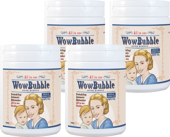 와우버블 식기세척기용세제 분말형, 700g, 4개