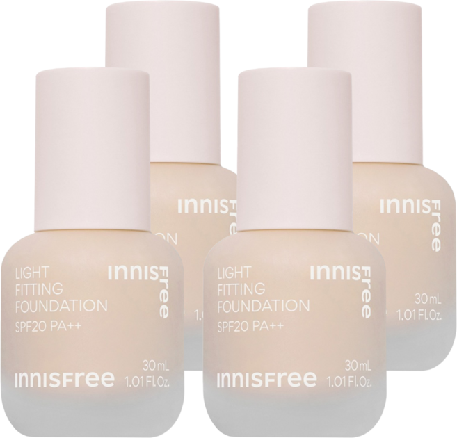 INNISFREE 台灣公司貨 輕薄透服貼粉底液 SPF20 PA++ 30ml, 4個, 23N